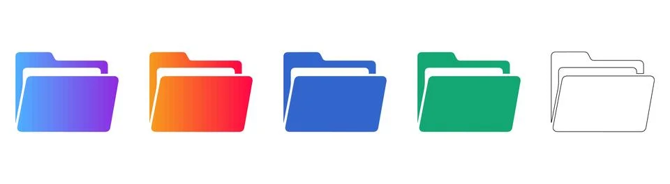 Document Folder Storage Icon Set 스톡 일러스트