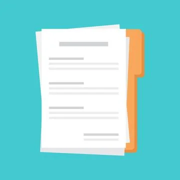 Document, folder with text icon in flat style. White papers vector illustra.. Stock Illustration