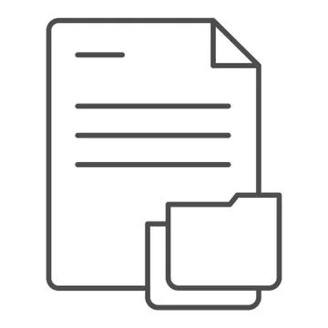 Document with folder thin line icon. Papers in folder vector illustration Illustrazione stock