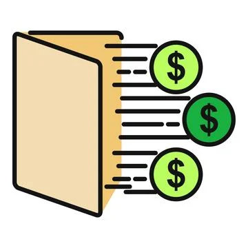 Document folder transferring dollar coins, financial transaction concept Stock Illustration
