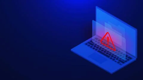 Document folder with warning of virus malware and cybercrime Illustrazione stock