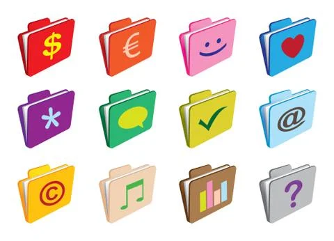 Document folder web icons with internet interface symbols Illustrazione stock