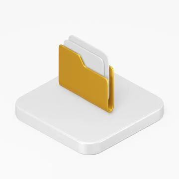 Document folder yellow icon. 3d rendering square button key isometric view, i Stock Illustration