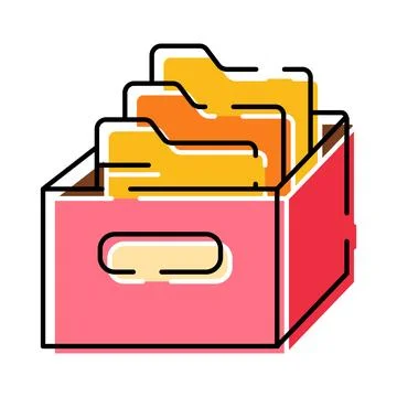 Document folders in file box for organization Stock Illustration