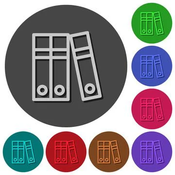 Document folders icons with shadows on round backgrounds Stock Illustration