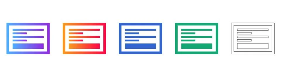 Document Form Icon Set in Gradient and Outline Styles Stock Illustration