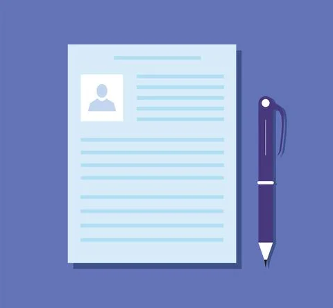 Document Form Paper List With Pen Illustration Resume Job CV Identification Icon Stock Illustration