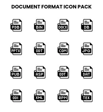 Document Format DuoTone Collection Icons Pack Stock Illustration