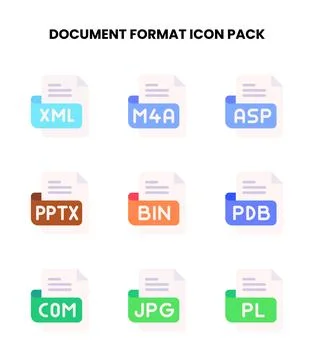 Document Format Flat Design Icons Pack Stock Illustration