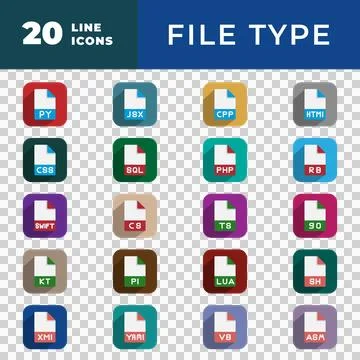 Document format flat icons. file type, extension, icon set vector Stock Illustration