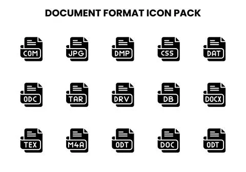 Document Format Glyph Collection Icons Pack 스톡 일러스트
