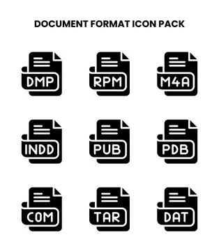 Document Format Glyph UI Icons Pack Stock Illustration