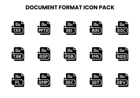 Document Format Glyph UI Icons Pack Stockillustratie