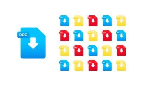Document format icon set. Vector on isolated white background. EPS 10 Stock Illustration