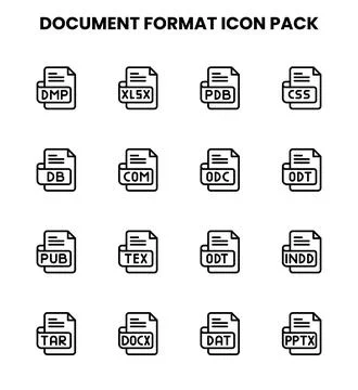 Document Format Line Design Icons Pack Stock Illustration