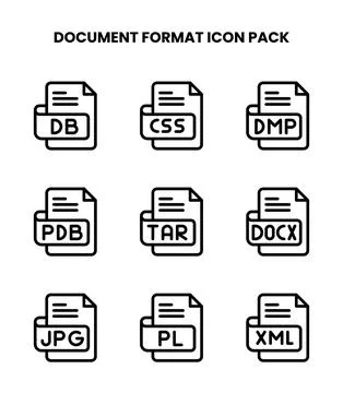 Document Format Line Graphics Icons Pack Illustrazione stock