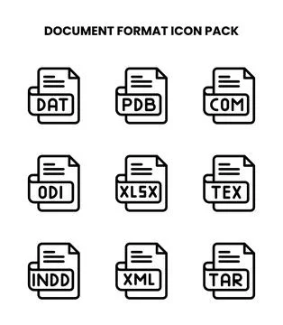 Document Format Line Scalable Icons Pack Stock Illustration