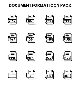 Document Format Line Vector Icons Pack Stock Illustration