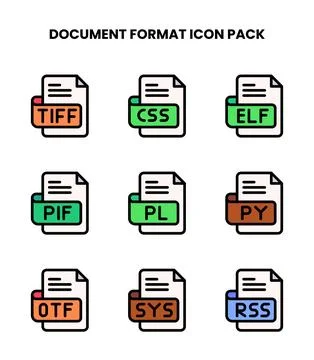 Document Format Lineal Color Bundle Icons Pack Stock Illustration