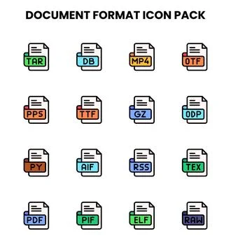 Document Format Lineal Color Design Icons Pack Ilustração Stock