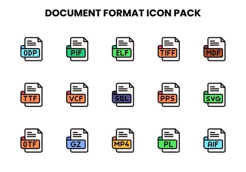 Document Format Lineal Color Graphics Icons Pack イラスト素材