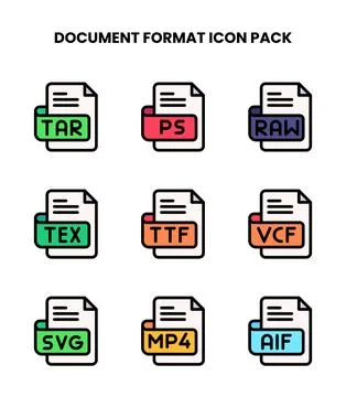 Document Format Lineal Color Scalable Icons Pack Stock Illustration