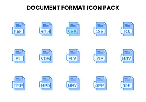 Document Format Two Colour Bundle Icons Pack 스톡 일러스트