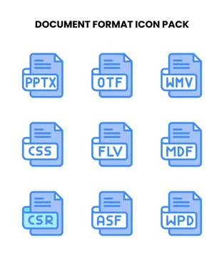 Document Format Two Colour Collection Icons Pack Stockillustratie