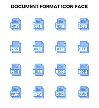 Document Format Two Colour Design Icons Pack Stock Illustration