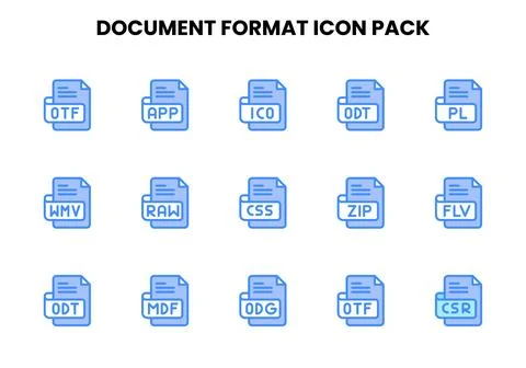 Document Format Two Colour Scalable Icons Pack Stock Illustration