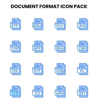 Document Format Two Colour Set Icons Pack Stock Illustration