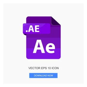 Document Formats .AE File Paper Purple Tone Color Flat Icon Vector Illustrati Stock Illustration