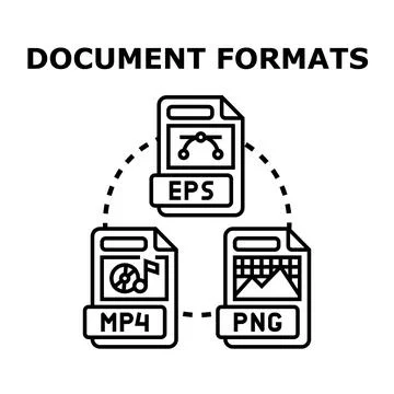 Document formats and digital file types concept Stock Illustration