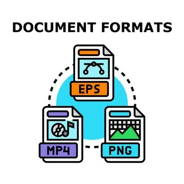 Document formats and digital file types concept Stock Illustration