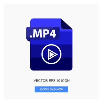 Document Formats Media Player Video .MP4 With Video Sign Symbol File Blue Col Stock Illustration
