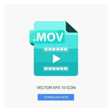 Document Formats .MOV File Paper Blue Sky Tone Color Flat Icon Vector Illustr Stock Illustration