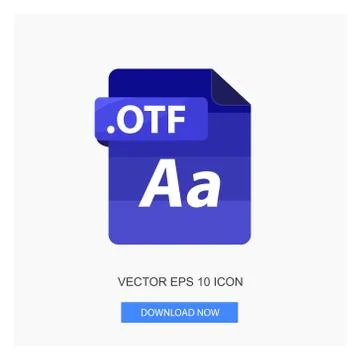 Document Formats .OTF File Paper Blue Tone Color Flat Icon Vector Illustratio Stock Illustration