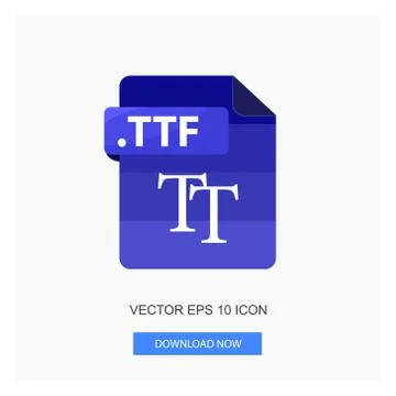 Document Formats .TTF File Paper Blue Tone Color Flat Icon Vector Illustratio Stock Illustration
