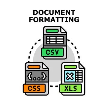 Document formatting concept with various file types Stock Illustration