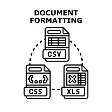 Document formatting concept with various file types Stock Illustration