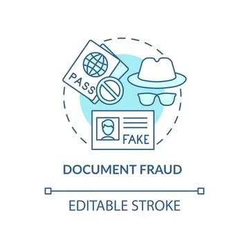 Document fraud blue concept icon Stock Illustration