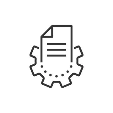 Document with gear icon in flat style. Big data processing vector illustratio Stock Illustration