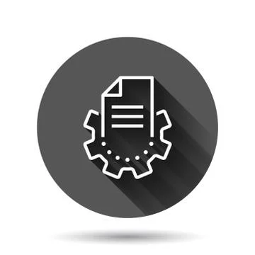 Document with gear icon in flat style. Big data processing vector illustratio Stock Illustration