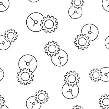 Document with gear seamless pattern background. Business flat vector illustra イラスト素材