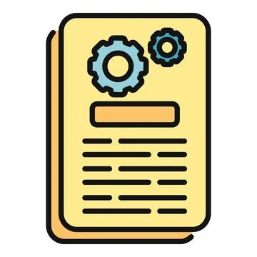 Document with gears representing settings and instructions Stock Illustration