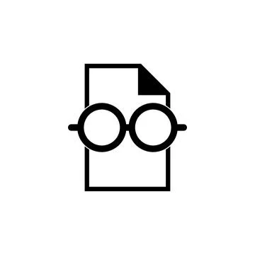 Document with Glasses, Checking Grammar Spelling Error Flat Vector Icon Stock Illustration