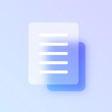 Document glassmorphism icon. Illustrazione stock