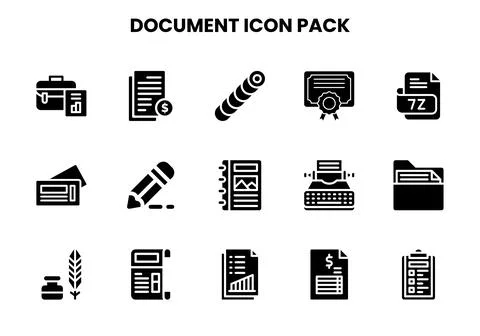 Document Glyph Bundle Icons Pack イラスト素材