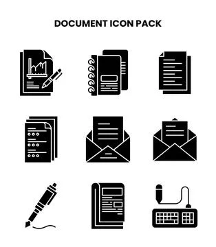 Document Glyph Design Icons Pack 스톡 일러스트