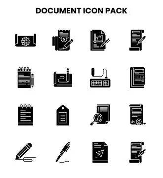Document Glyph Graphics Icons Pack Stock Illustration